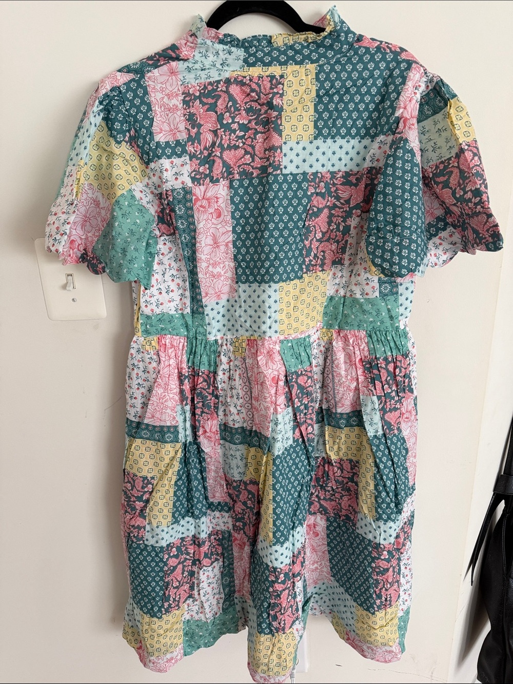 Simply Southern NWT Patchwork Floral Short Sleeve Dress — Pink, Green & Yellow - Picture 5 of 7